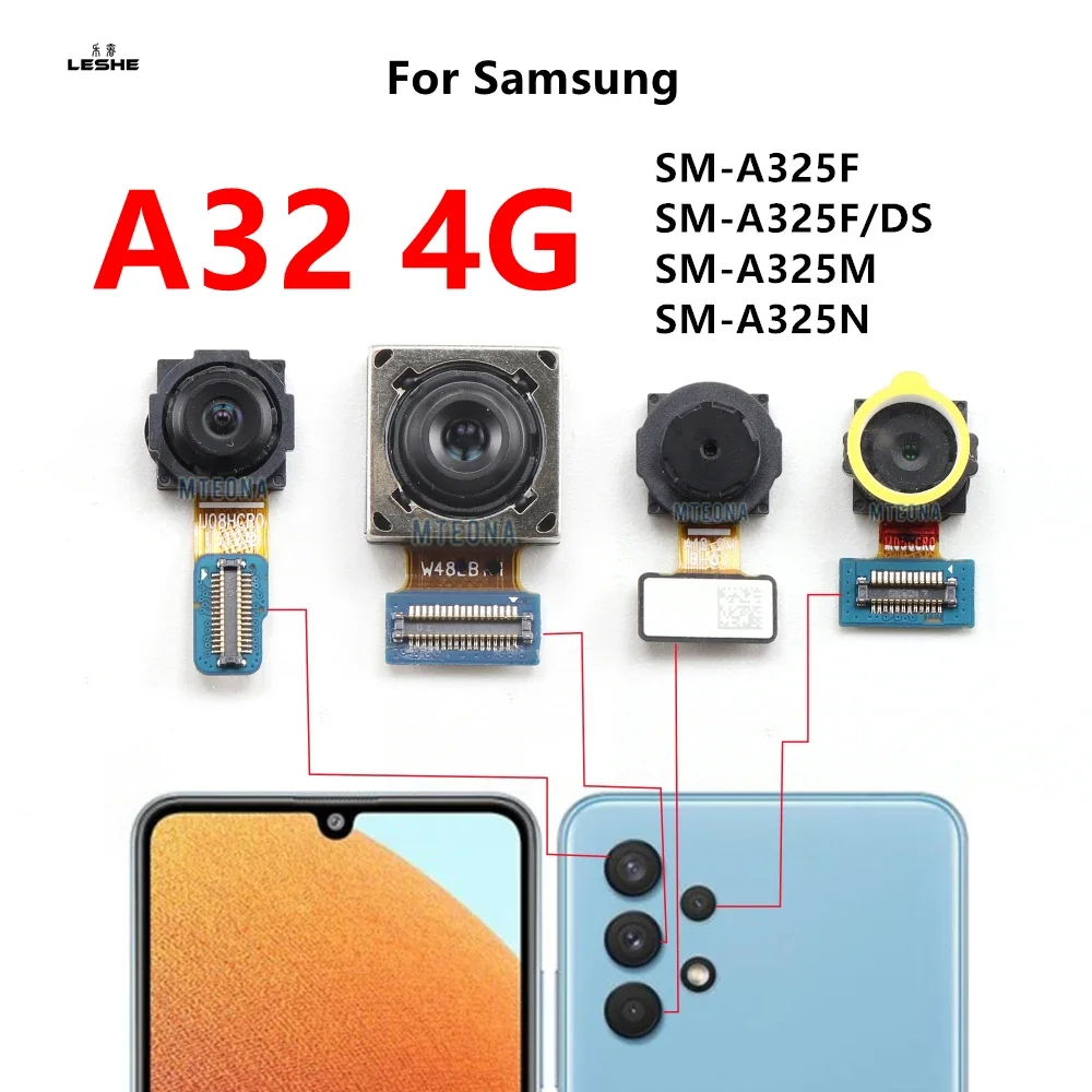 Voor Achter Camera Voor Samsung Galaxy A32 4G 5G A325 A326 Selfie Frontale Achterkant Facing Belangrijkste groothoek Macro Achteruitrijcamera Flex