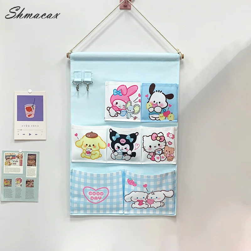 Sanurgente-Sac de rangement mural Hello Kitty, sac multi-compartiments, sac divers Kawaii Kuromi Cinnamoroll