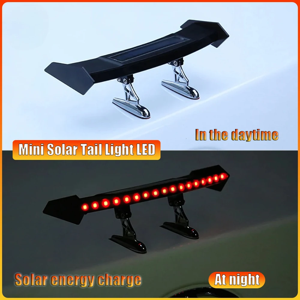 

Universal Mini Solar Tail Light LED Car Rear Spoiler Flashing Warning Waterproof Wing with Smart Sensor Modified Accessories