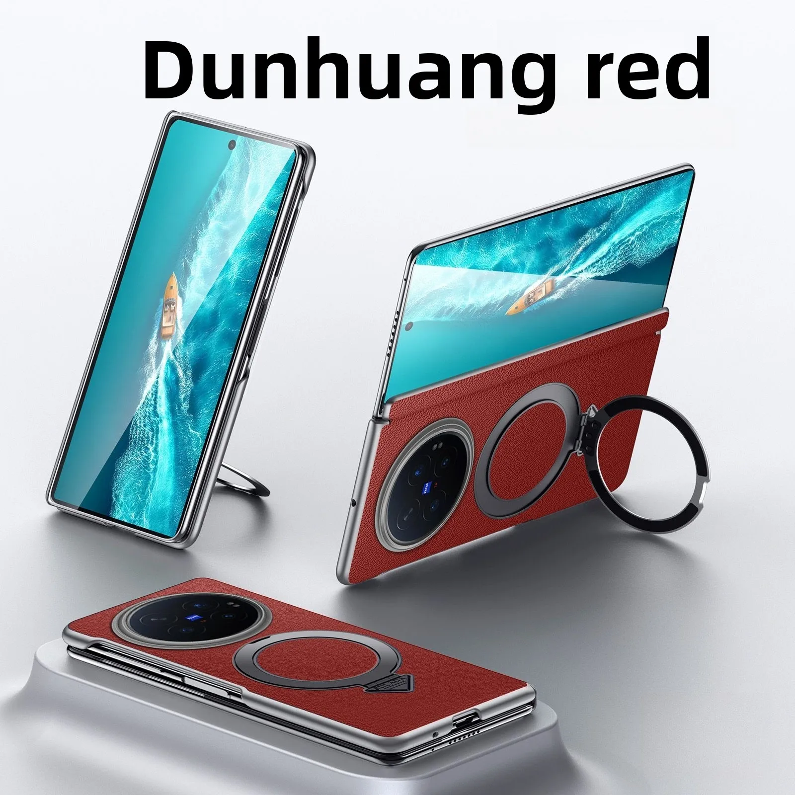 For VIVO X Fold6 Case 100° Magnetic Rotating Bracket Matte Skin-friendly PU Leather Foldable Phone Cover Shockproof for Magsafe