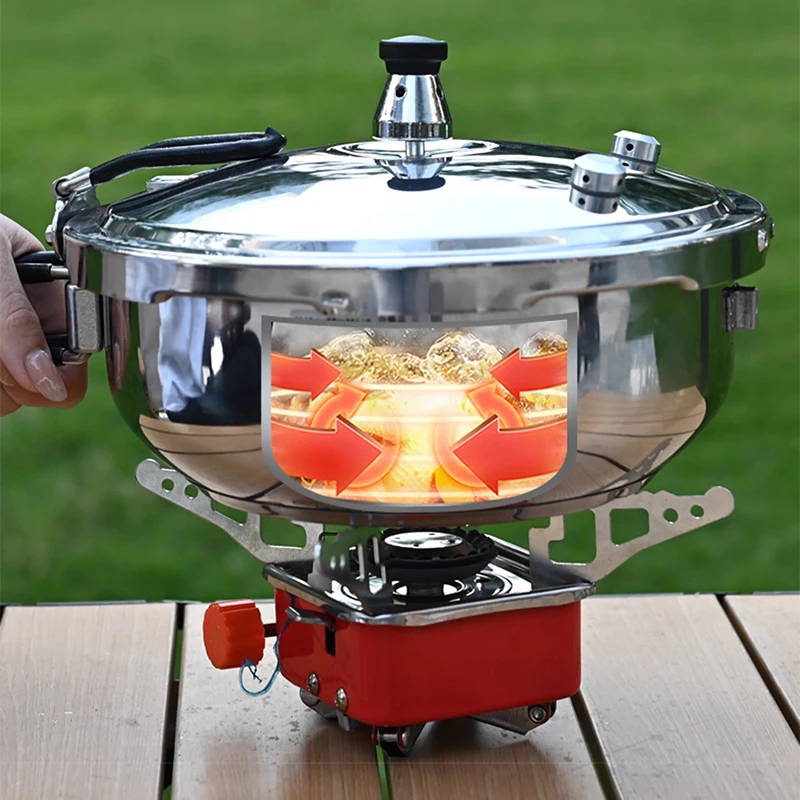 Outdoor-Schnellkochtopf, tragbar, 316er Edelstahl, dick, Camping, Mini, selbstfahrender Plateau-Kochen, Schnellkochtopf, klein