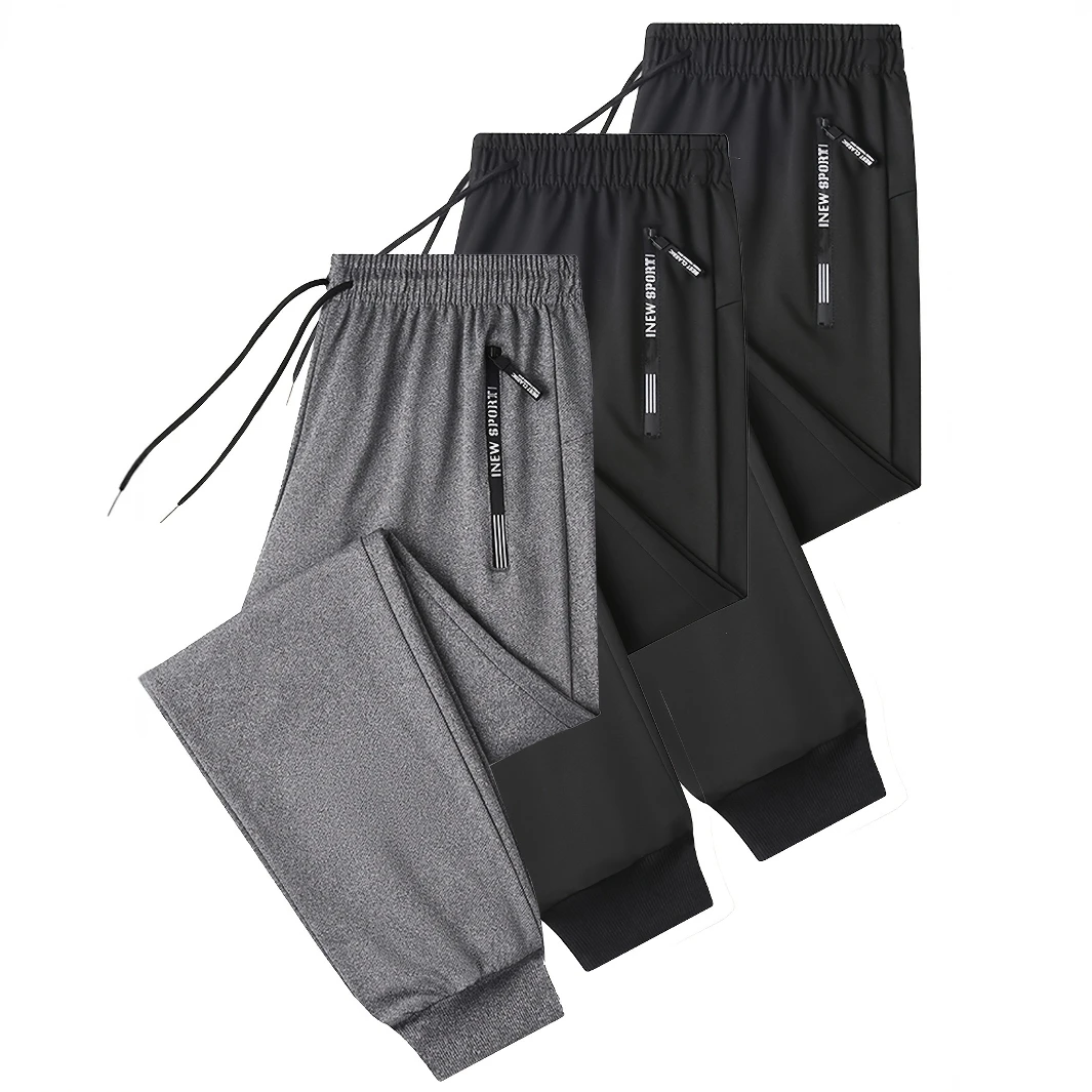 

Men's & Unisex All-Season Breathable Jogger Pants with Elastic Waist & Cuffs, Letter Print Zipper Pockets - Solid Color Reg