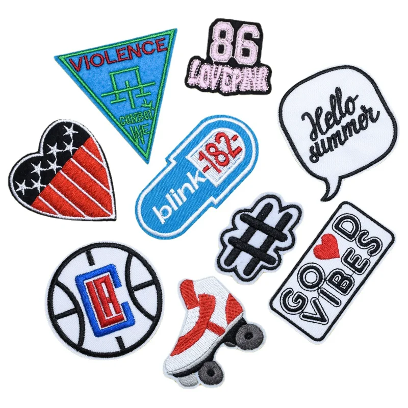 50pcs/Lot Luxury Fun Embroidery Patch Sign Roller Skating Music Vibe Band Shirt Clothing Decoration Accessory Craft  Applique