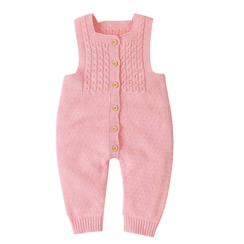 0-24M Infant Baby Girl Boy Jumpsuit Knited Tops Sleevless Solid Baby Knittin Romper Spring Autumn Overalls One Piece Clothes