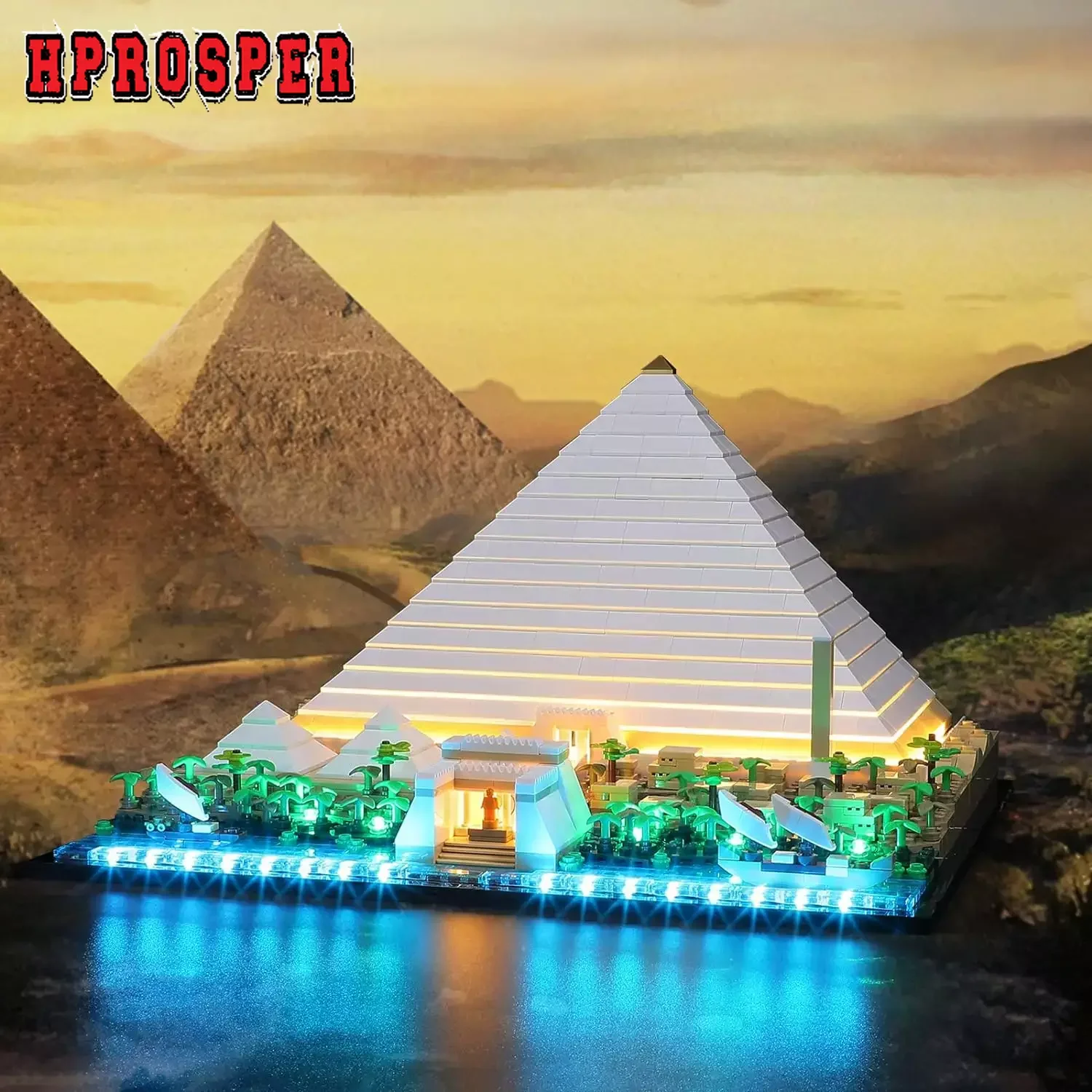 Hprosper 5v LED Light For 21058 Great Pyramid Decorative Lamp With Battery Box (Not Include Lego Building Blocks)