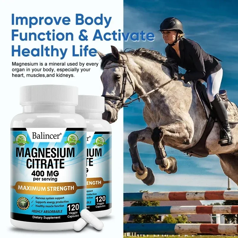 Balincer Magnesium Citrate - Vegetarian Capsules, Healthy Muscle Function, Supports Bone & Nervous System, Ultra High Absorption