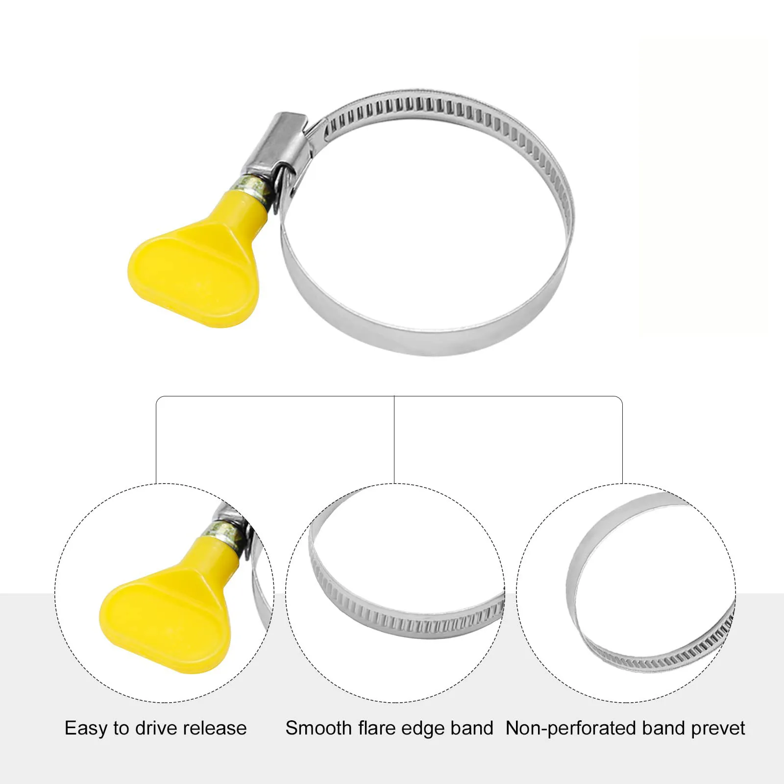 Hose Clamp 8mm-44mm Butterfly Thumb Screw Hose Clamps Yellow Key-Type Adjustable Clamps 7.7mm Bandwidth for Plumbing Automotive