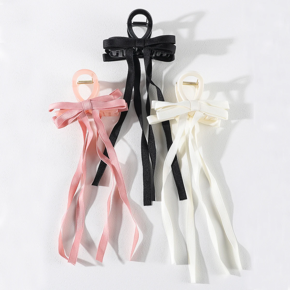 Fashion Black Bow Ribbon Hair Claw Clips Women Temperament Elegant Hairpin Princess Headdress Grab Clip Girls Hair Accessories