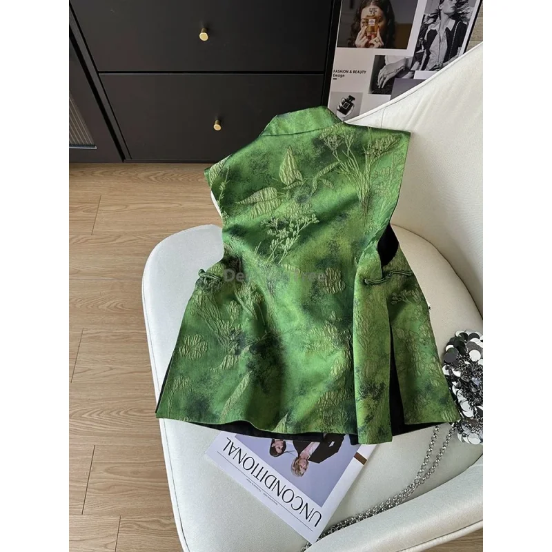2025 chinese retro style literature art embroidery jacquard vest classical temperament versatile vest trendy graceful singlet