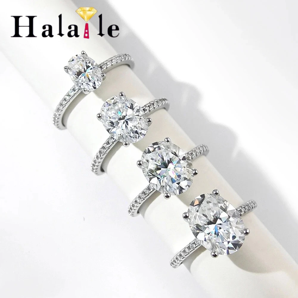 Halaile 5*7mm Oval Cut Moissanite Rings S925 Silver for Women Men Sparkling WeddingEngagement Anti-allergy Rings Fine Jewelry