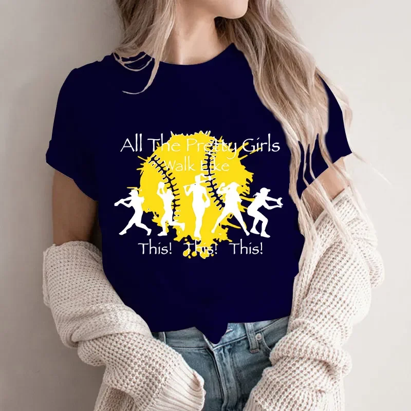 Softball Girls T Shirt All The Pretty Girls Walk Like This Shirt Femme Tops Softball Lover Gift Funny Saying Tee Mama T Shirts