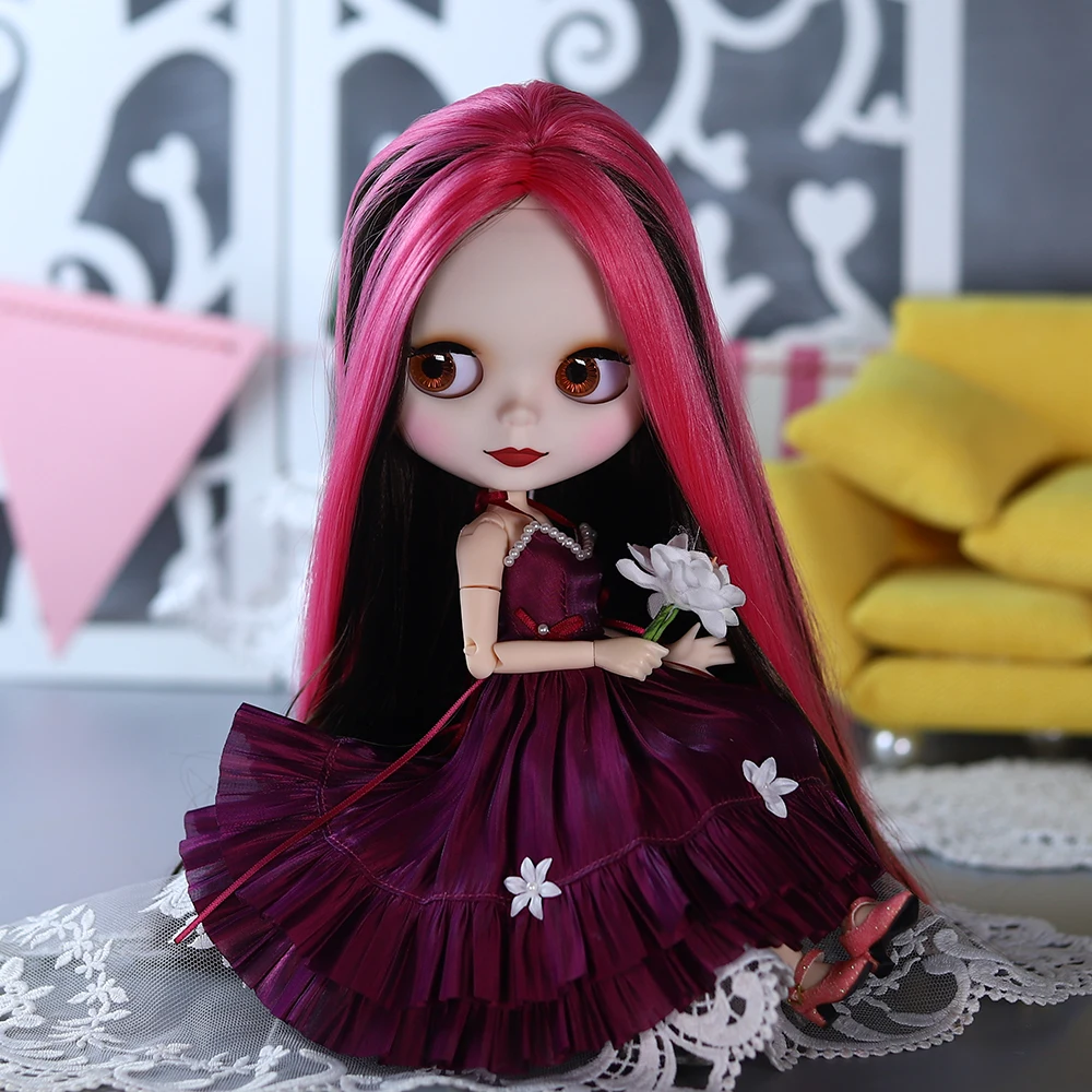 ICY DBS Blyth doll 1/6 bjd Red and Black hair series dolls nude joint body for girl gift