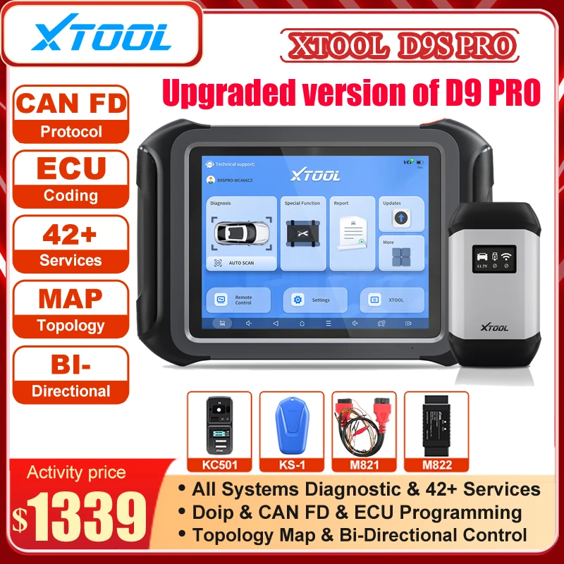 Newest XTOOL D9S Pro Automotive Diagnostic tools with Topology Map XTOOL D9 Pro DoIP D9PRO Key Programming ECU Coding 42+ Resets