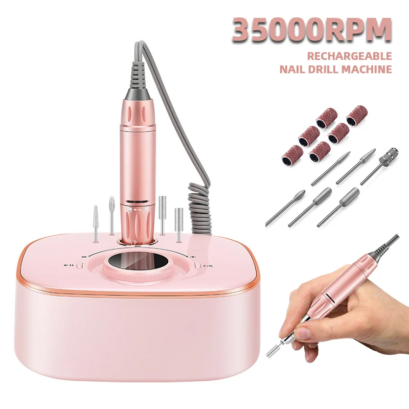 

35000RPM Electric Nail Drill Machine For Manicure Low Noise Nail Drill Polisher With LED Display Professional Nail Lathe