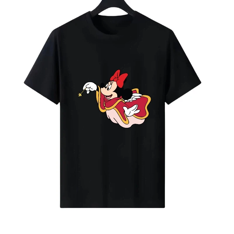 

Disney Mickey Mouse Christmas Pattern Woman Round Neck Parent-Child Clothing Cartoon Top Short Sleeves T-Shirt Men Sweatshirts