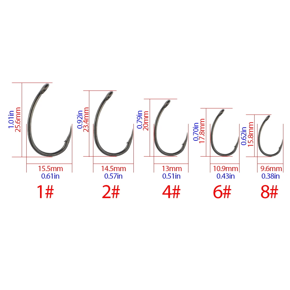 Hirisi 50pcs PTFE Coated High Carbon Stainless Steel Barbed Fish Hook With Eye Fishing Accessories 8031