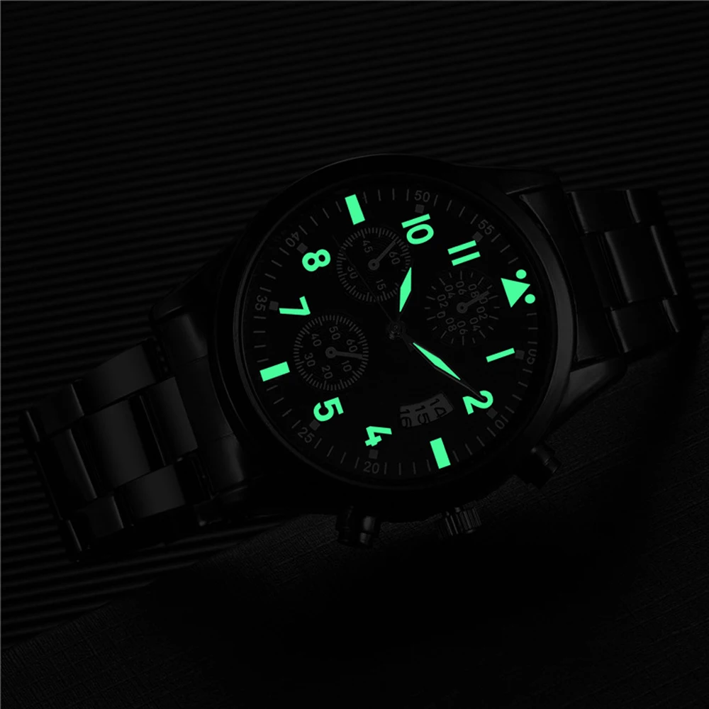 Quartz Wristwatch Luminous  Men\'s Watches Classic Calendar Mens Business Steel  Relogio Masculino Popular