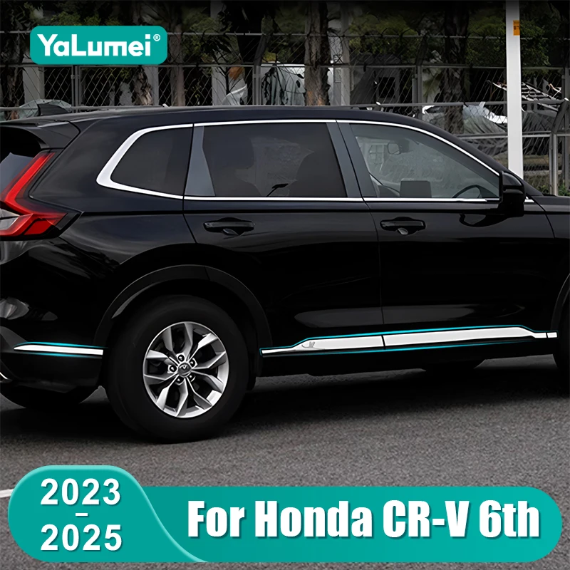 

For Honda CRV 2023 2024 2025 CR-V 6th Gen Hybrid Car Side Skirt Stickers Cover Side Body Door Trim Accessories