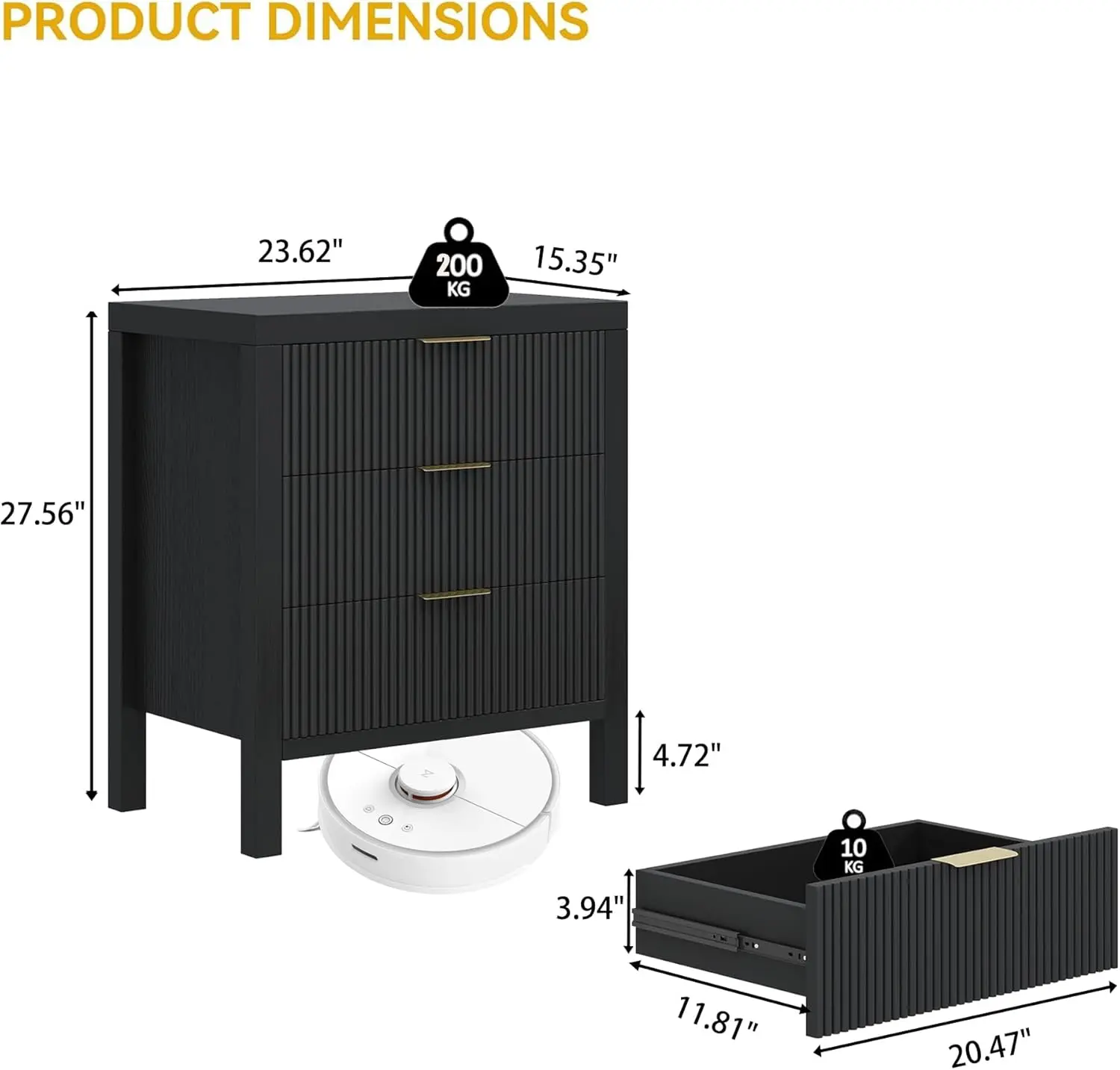 مجموعة من طاولتين مع 6 أدراج، وخزانة غرفة نوم سوداء لغرفة الأطفال أو المدخل