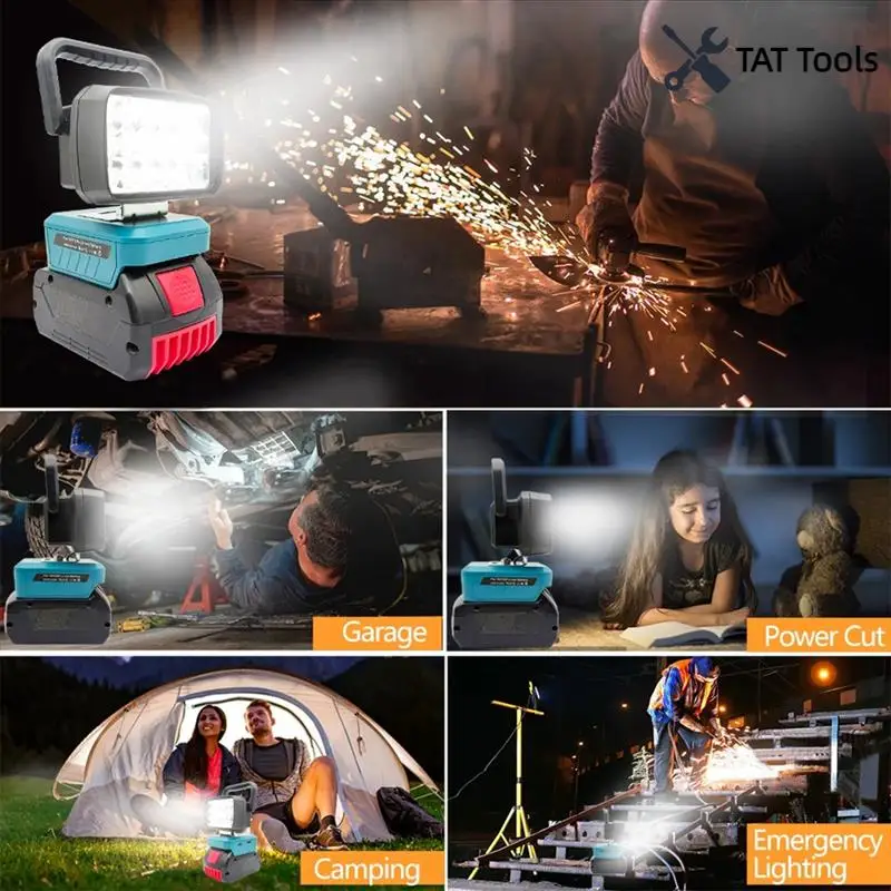 

18 Beads LED Work Lights Handheld Lamp Portable Lantern Flashlight Spotlights Torch For 18V Li- Battery BAT618