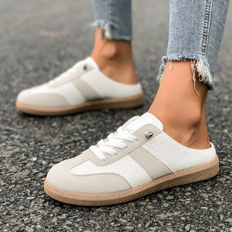 

Brand Design Soft Thick Bottom Mules Slippers Women Summer 2026 Breathable Hollow Out Sports Shoes Plus Size Woman's Sneakers