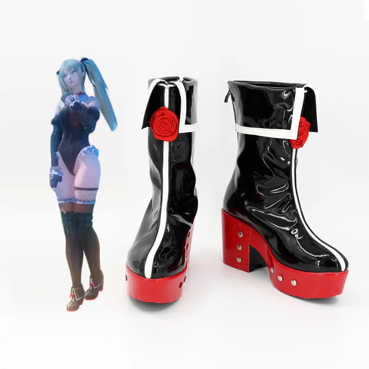 Custom Marie Rose Cosplay Shoes Dead or Alive Beach Volleyball Rose Leather Boots