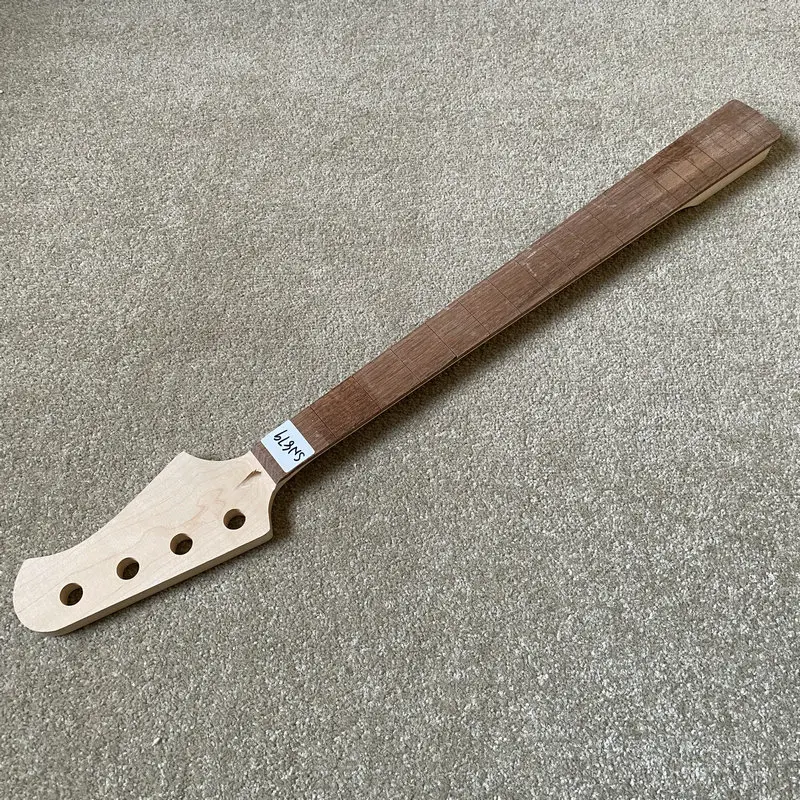 SN879 Unfinished Bass Guitar Neck 4 Strings without FRETS Maple+Rosewood for DIY Right Hand Custom Order