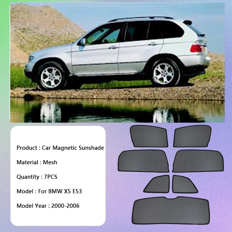 For BMW X5 E53 2000 2001 2002 2003 2004 2005 2006 UV Protection Shield Sunshade Side Visor Windshield Curtain Car Accessories