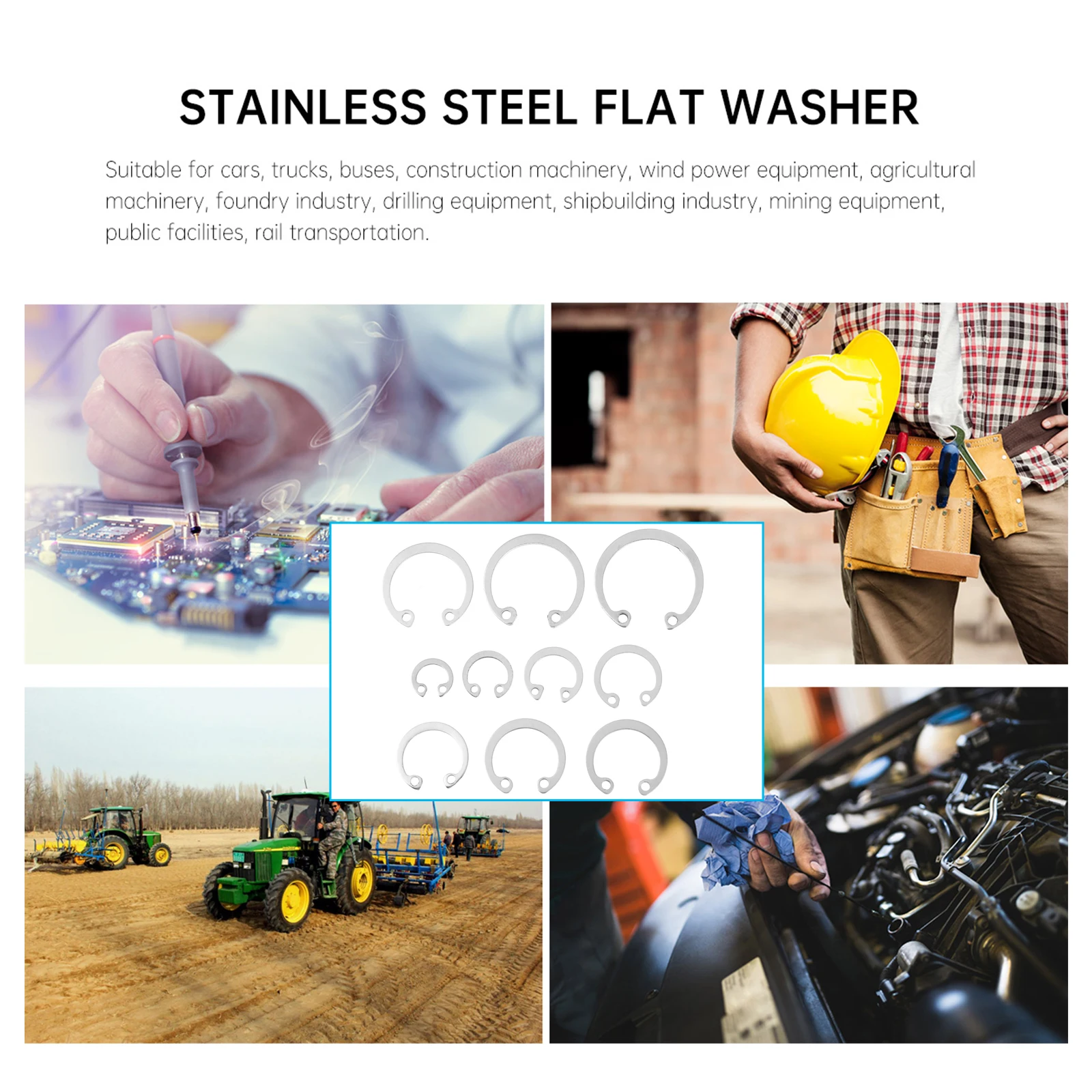 

150pcs Stainless Steel Snap Rings Set Shaft Retaining C-Clip Replacement Parts Corrosion Resistant For Indoor