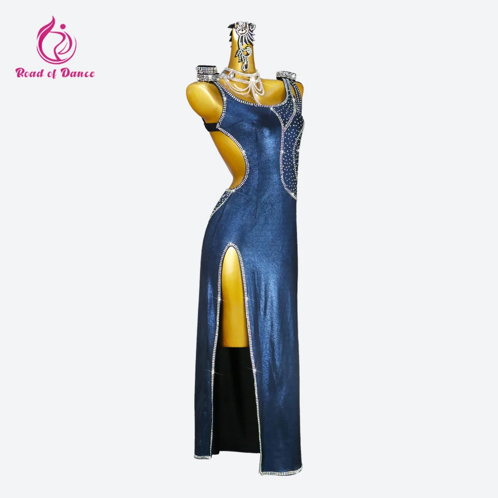 

latin dance dress Womens competition suit girl ballroom stand samba costume new Elegant Long clothes sexy american Party outfits