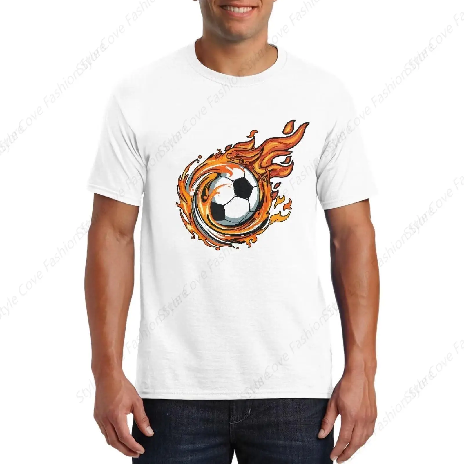 Ice Fire Soccer Ball T Shirts Summer Men's T-shirt Short Sleeved T-Shirt Streetwear Casual Fashion Men Tops For Leisure Sports