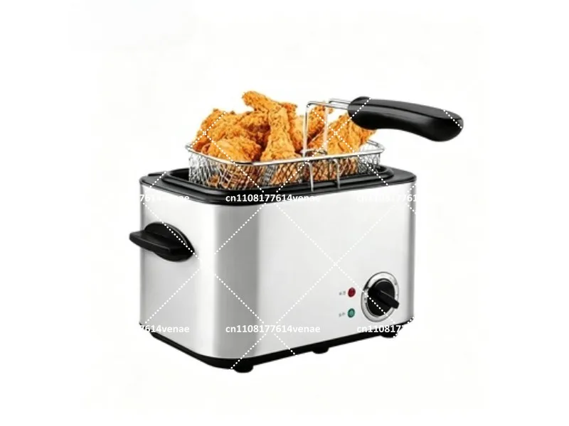 Mini Electric Fryer with Temperature Control, Compact Multifunctional Fryer for Small Capacity Frying