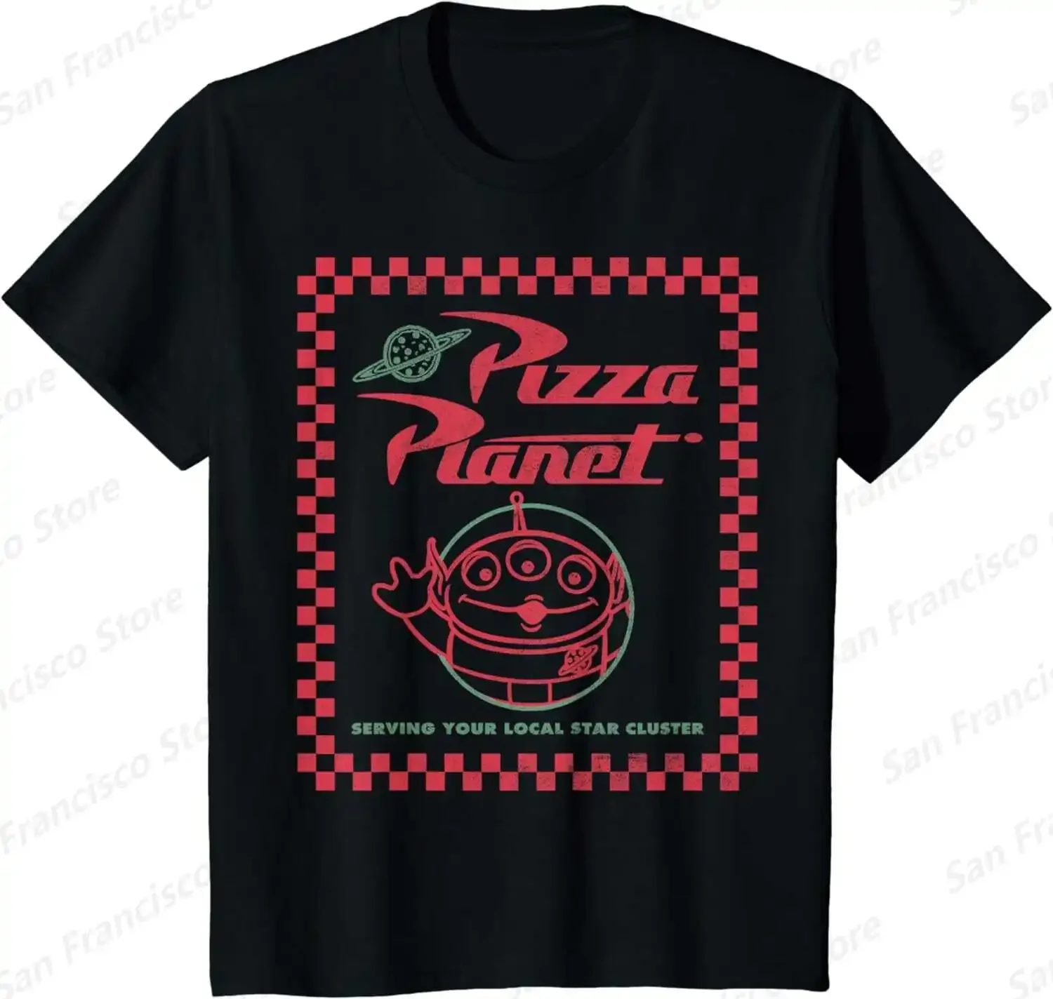 Summer New Boys Girls Disney Pixar Toy Story Alien Pizza Planet Box Art T-Shirt Kids/Adult Casual Short Sleeve Women Men Tee Top