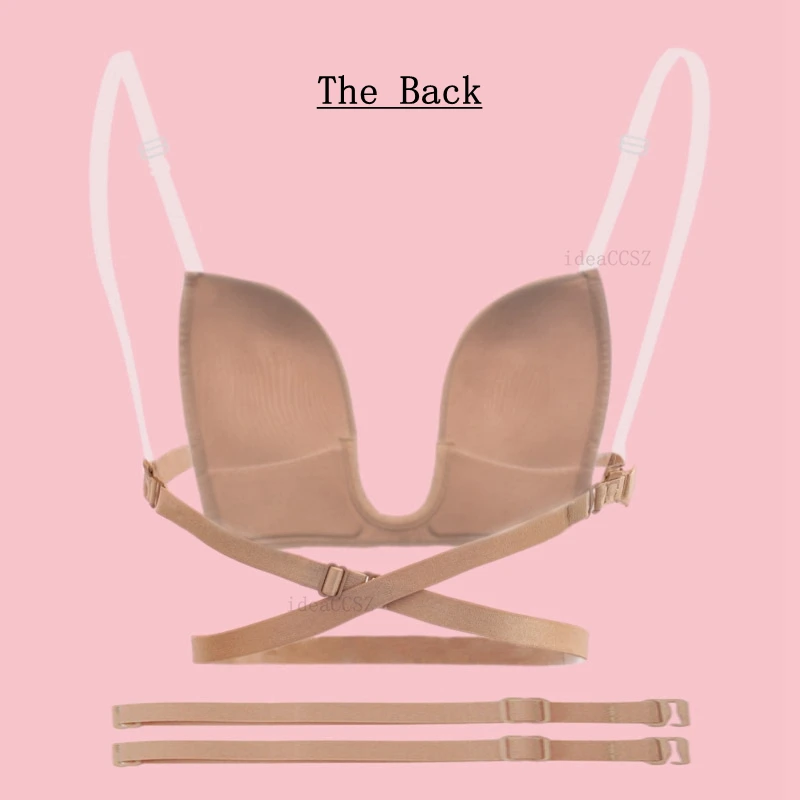 Sexy Women Lingerie Backless Bras Underwear Deep U Low Cut Push Up Bra Intimates Cross Back Underwear Female Breathable Bralette