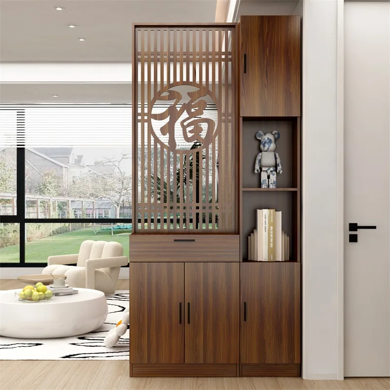 New Chinese-style screen partition, entrance cabinet, shoe cabinet integrated living room is facing the door, entering the house