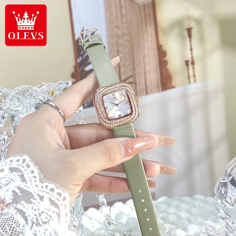 OLEVS 5512 Classic Luxury Quartz Watch For Women Diamond Original Elegant Woman Wristwatch Waterproof Leather Business Watches