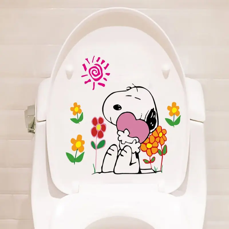 Snoopy Cartoon Animação Decoração Adesivo, Criativo Padrão De Cão Bonito, Assento Sanitário Impermeável Transparente, Periférico