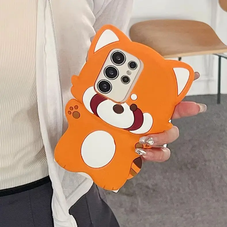 Cute Chubby Red Panda Paw Print Phone Case for S26 Ultra Squishy Soft Silicone Protect Cover for Samsung Galaxy S25 S24 S23 A57