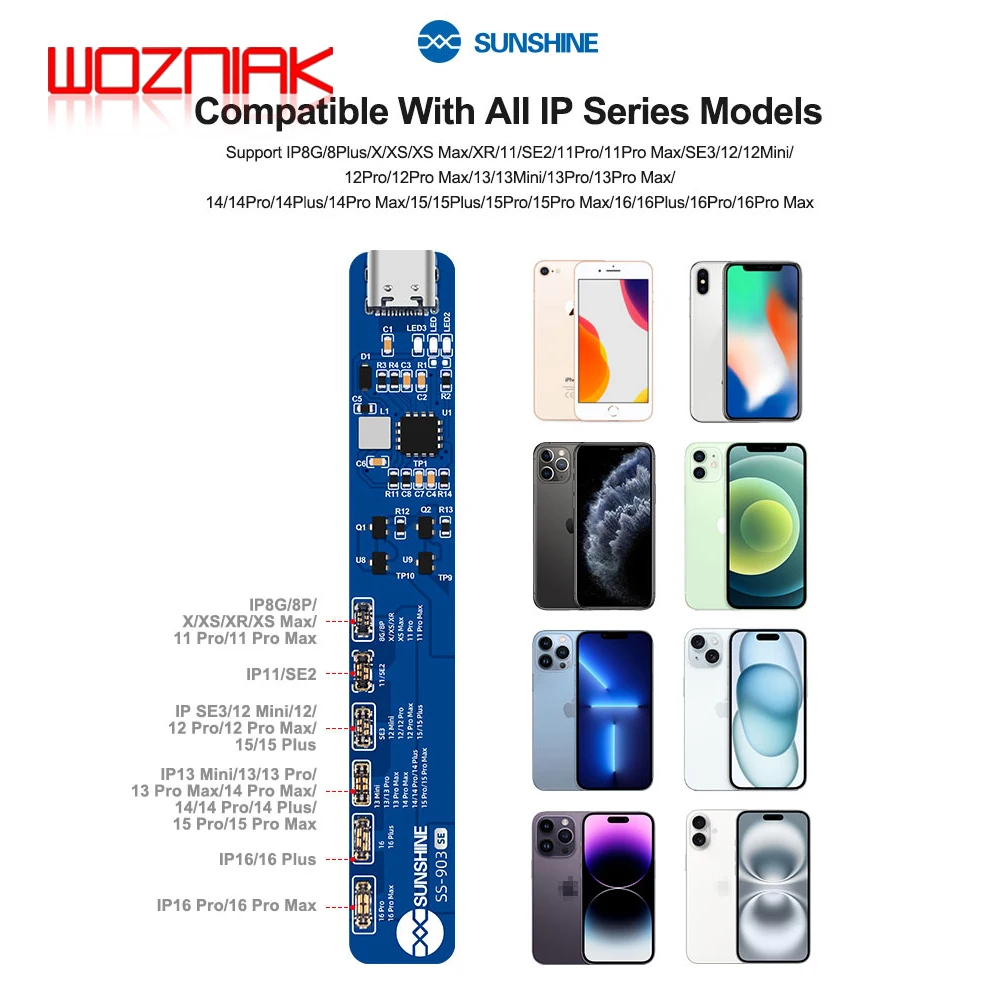 SUNSHINE SS-903 SE Charging Activation Board for IPHONE IP8-16PM 4.2V Regulated Output Automatically Matches Battery Protocol