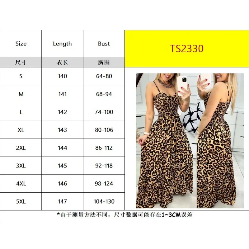 Abito estivo moda Sexy senza maniche MaxiLeopard Print Camis Dress donna scollo a v Brace elasticità abito lungo a vita alta