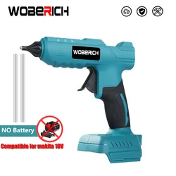 Pistola de pegamento termofusible eléctrica WOBERICH para batería Makita de 18V, pistola de pegamento eléctrica inalámbrica, barra de pegamento de 11mm, pistola de aire de soldadura termofusible