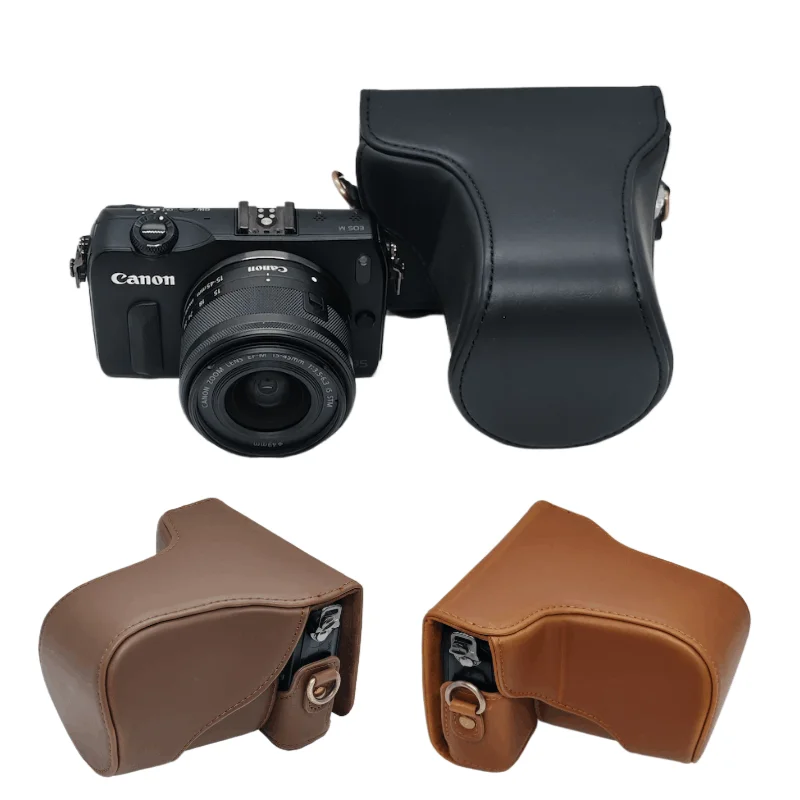 M100 PU Leather Case For Canon EOS M200 M100 M10 Case Bag 15-45mm Iens Camera Protective Sleeve for Canon EOS M200 Shoulder Bag