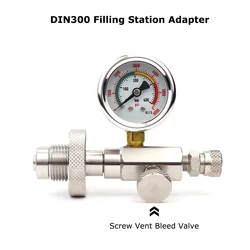 Diving Scuba Big Bottle To Small Bottle Charging Adapter Filling Station DIN300 (5/8BSP) Connector With Gauge 400Bar