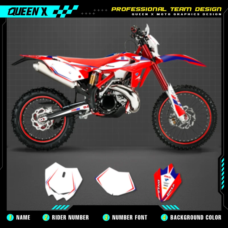 QUEEN X MOTO Motorcycle Team Graphics Decal & Sticker Kit For BETA RR 2013 2014 2015 2016  2017 006