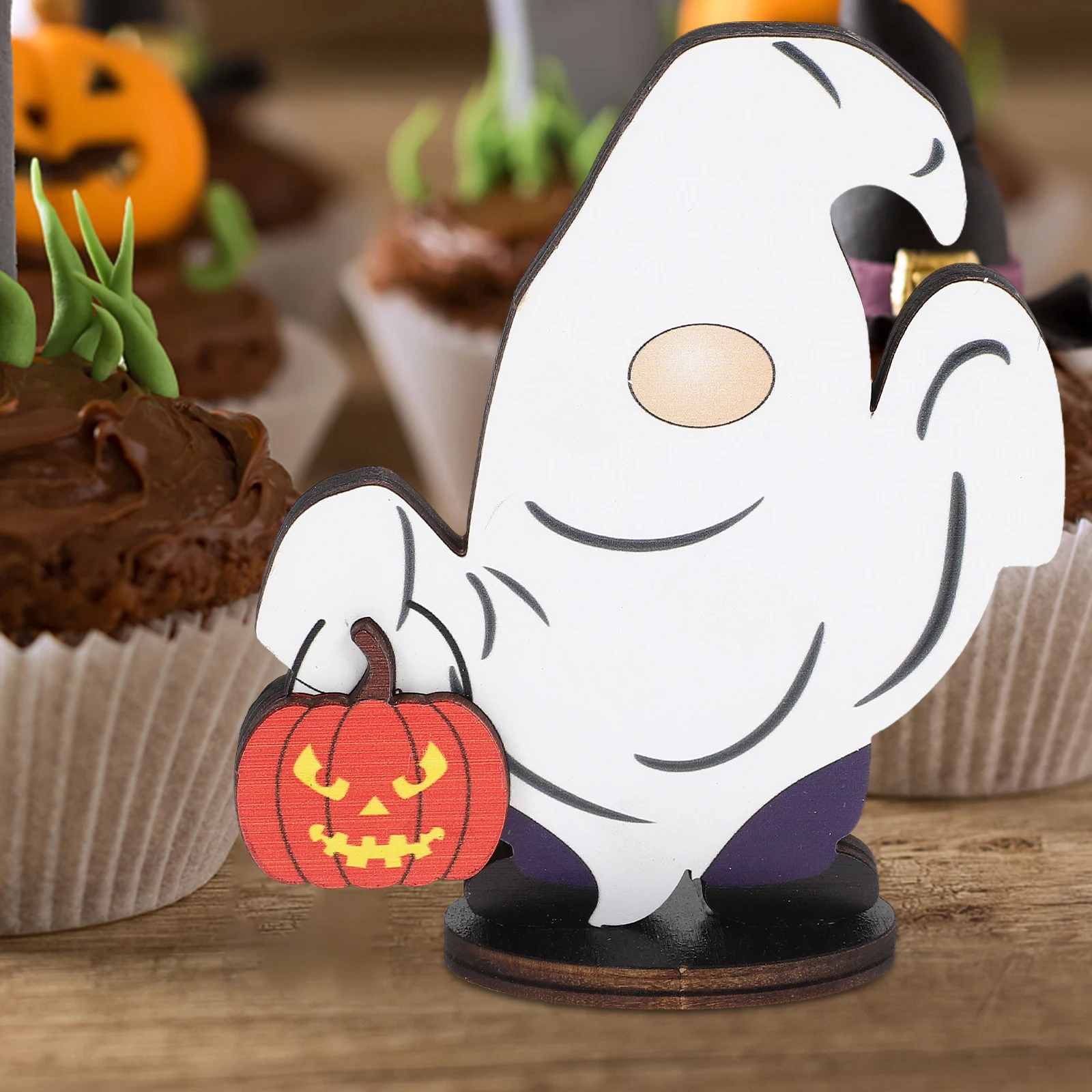 Halloween Houten Kabouter Tafelbord Middelpunt Decor voor Party Desktop Ornament Festival Sfeer Enhancer Halloween Decor