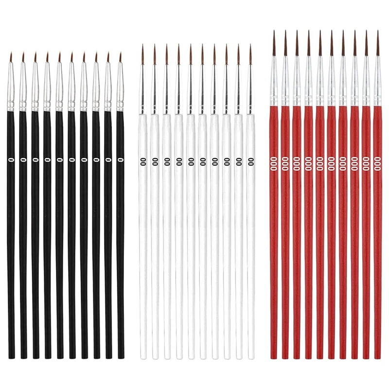 

GIGI 60Pcs Detail Paint Brushes, 3 Sizes Miniature Fine Paintbrush 0 00 000 Tiny Liner Oil Brushes With Mini Point Tip