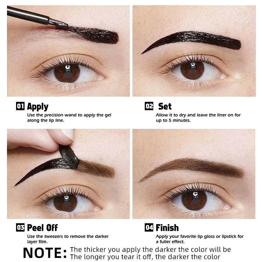 Peel-off Eyebrow GEL NATURAL Brow Black Tint แต่งหน้ากันน้ํา Lasting Eye Brow Enhancers Liquid GEL ฉีกขาดสวมใส่ Easy เครื่องสําอาง