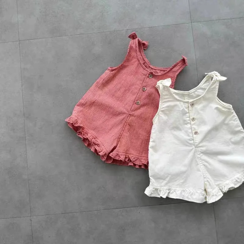Bellbell Summer Kids Strappy Shorts Infant Baby Girls Overalls Washed Cotton Sweet Little Girls Suspenders 1-5Yrs Girls Jumpsuit