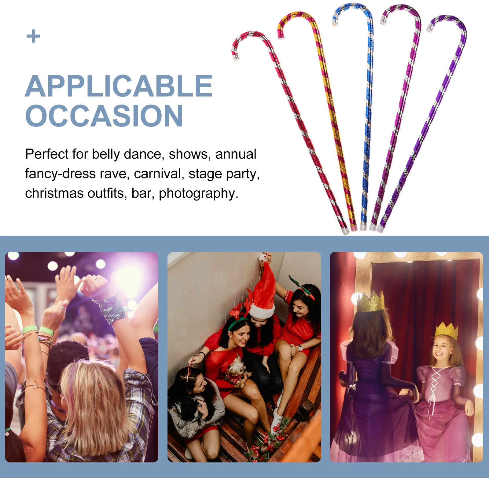 

5PCS Jazz Dance Crutches Walking Sticks for Kids Stage Props Durable Belly Dance Carnival Christmas Events Shepherd Staff