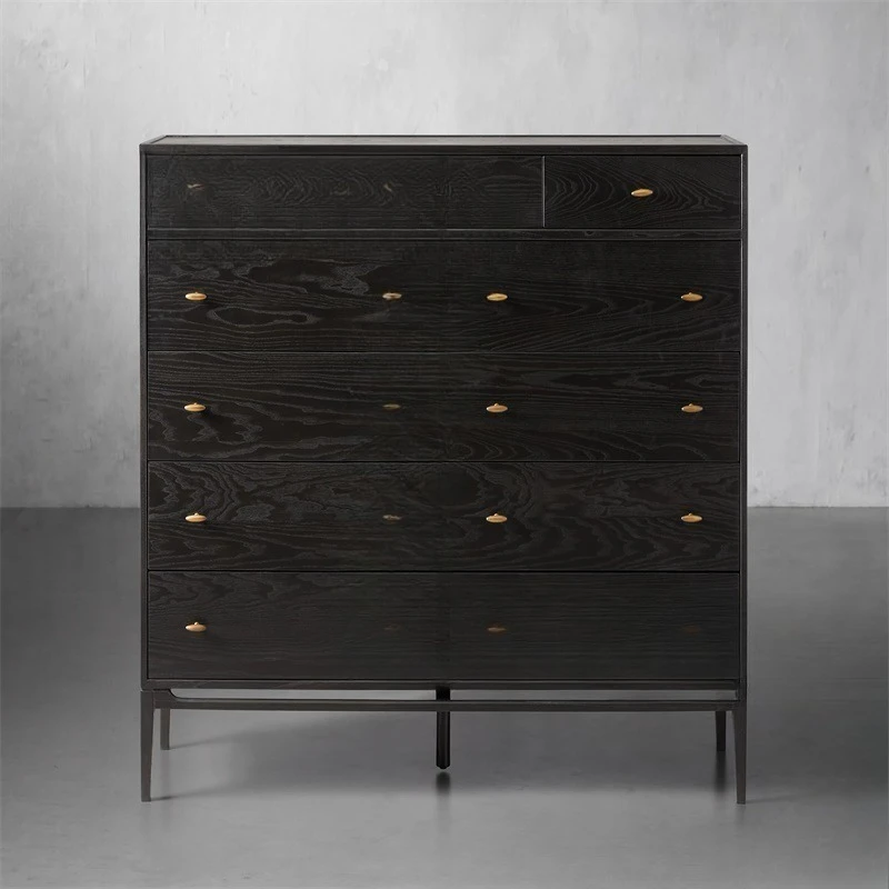

Nordic modern home solid wood chest of drawers retro oak porch cabinet living room decorative cabinet